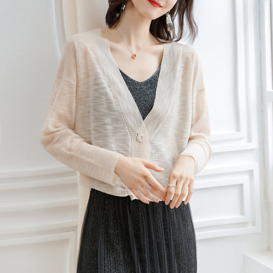 Women's Loose Ice Silk Cropped Cardigan