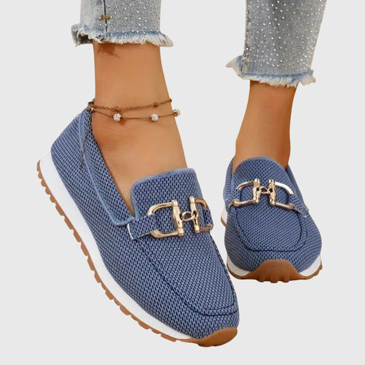 Women's Metallic Horsebit Accent Slip On Loafers