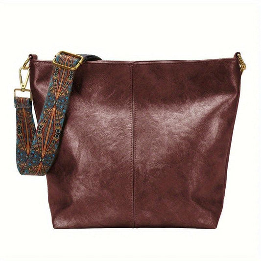 Women's Wide Patterned Strap Shoulder Bag