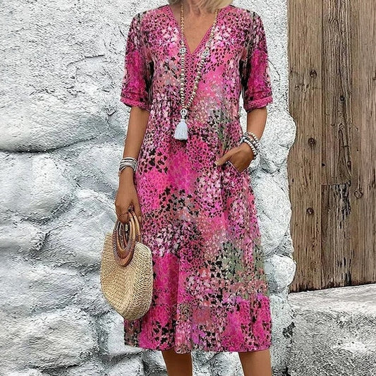 Beatrice | Relaxed V-Neck Midi Dress