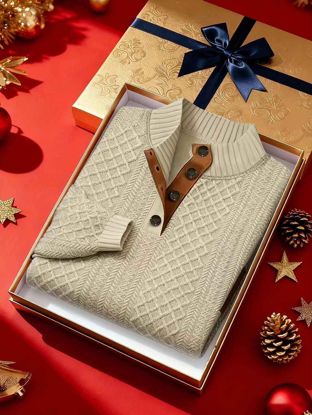 Andrew | Textured Stand-Collar Sweater