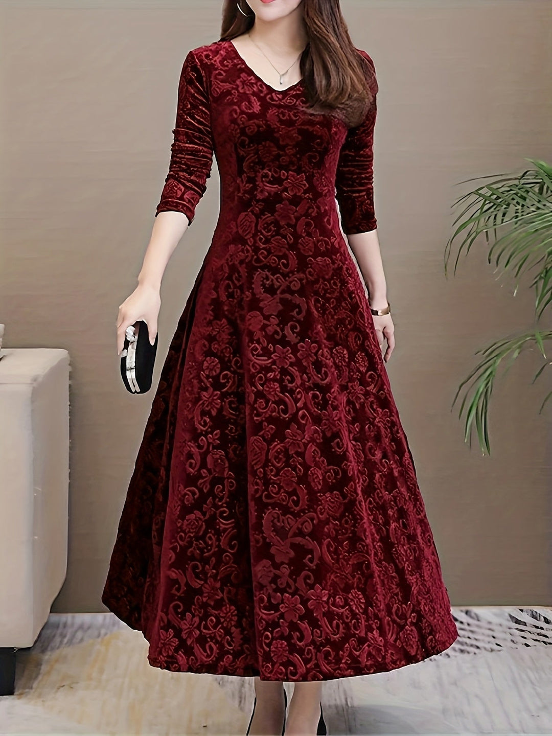 Christy | Elegant Long-Sleeve Midi Dress
