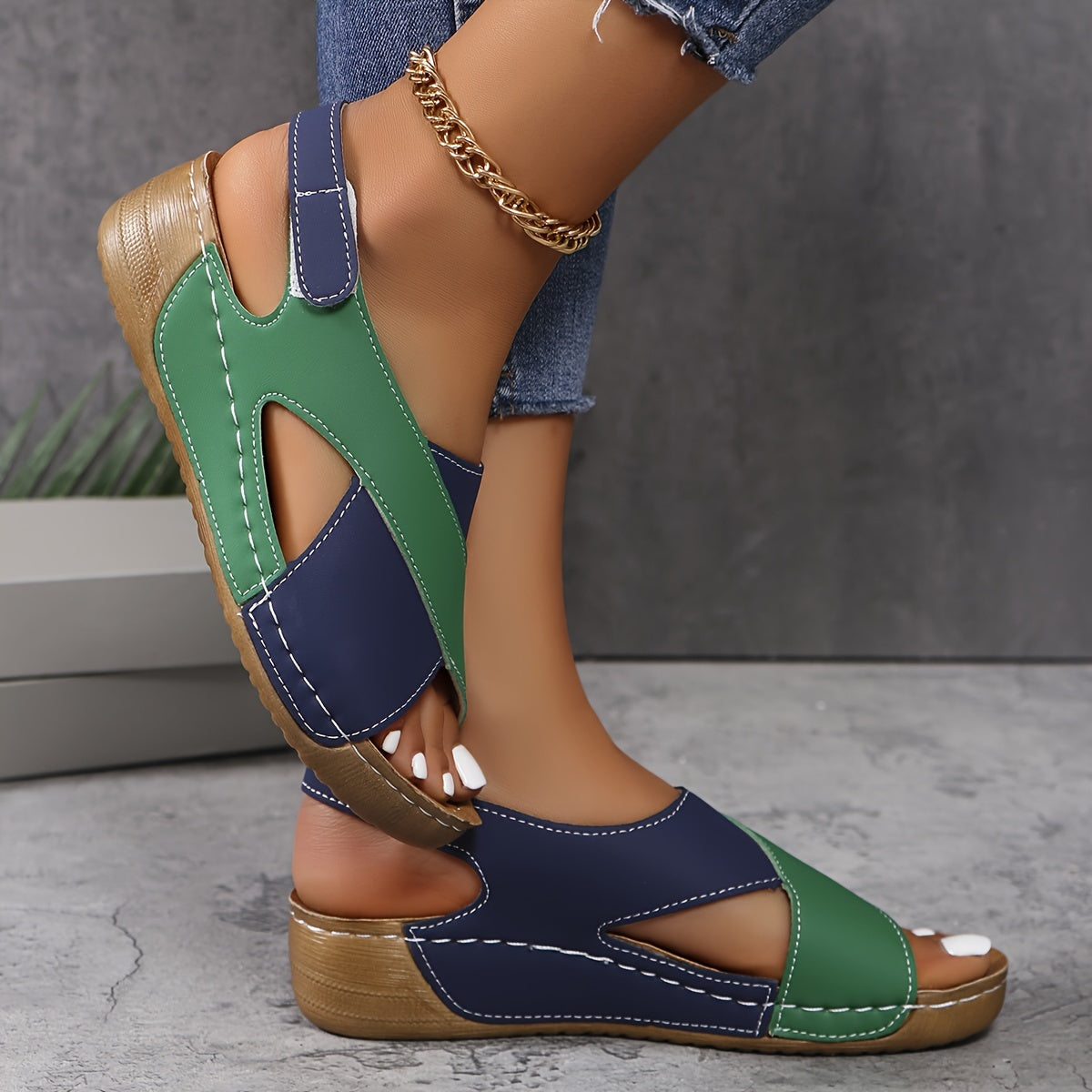 Women's Ergonomic Multi Strap Wedge Sandals