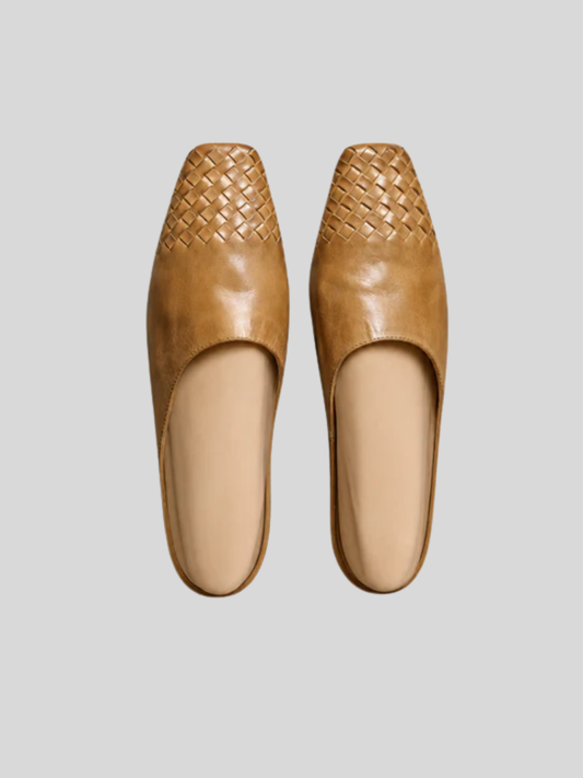 Women's Woven Square Toe Low Heel Mules