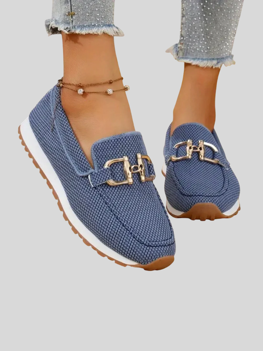 Women's Metallic Horsebit Accent Slip On Loafers