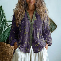 Callie | Elegant Vintage Leaf Print Shirt