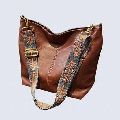 Women's Wide Patterned Strap Shoulder Bag