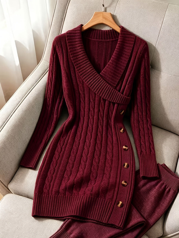 Mariah | Cable-Knit Halloween V-Neck Dress
