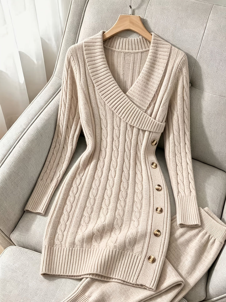 Mariah | Cable-Knit Halloween V-Neck Dress