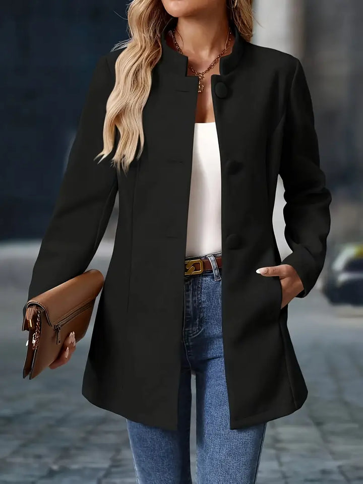 Sylvia | Elegant Stand-Collar Button Coat