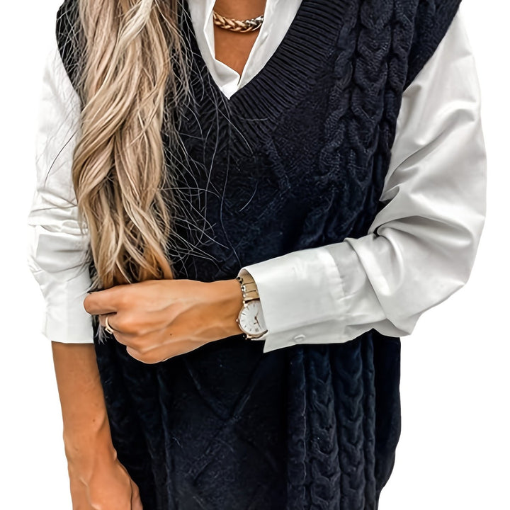 Lillian | Cable-Knit V-Neck Sweater Vest