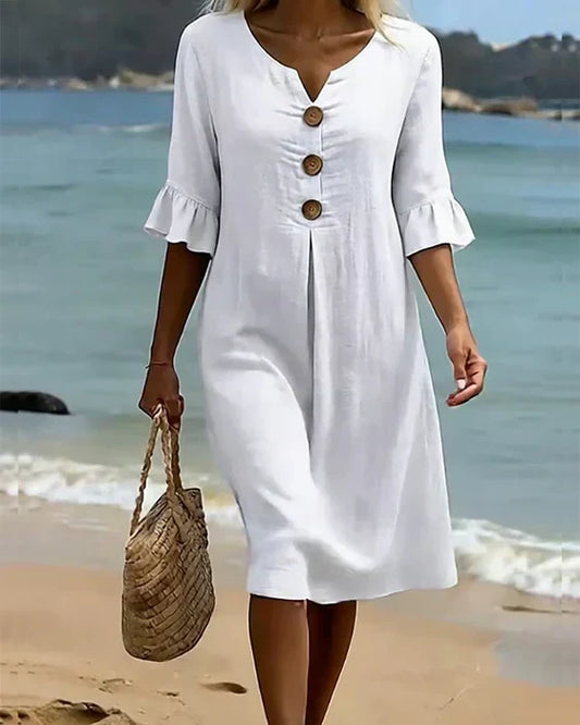 Women's Delicate Floral Button Down Loose Fit Dress
