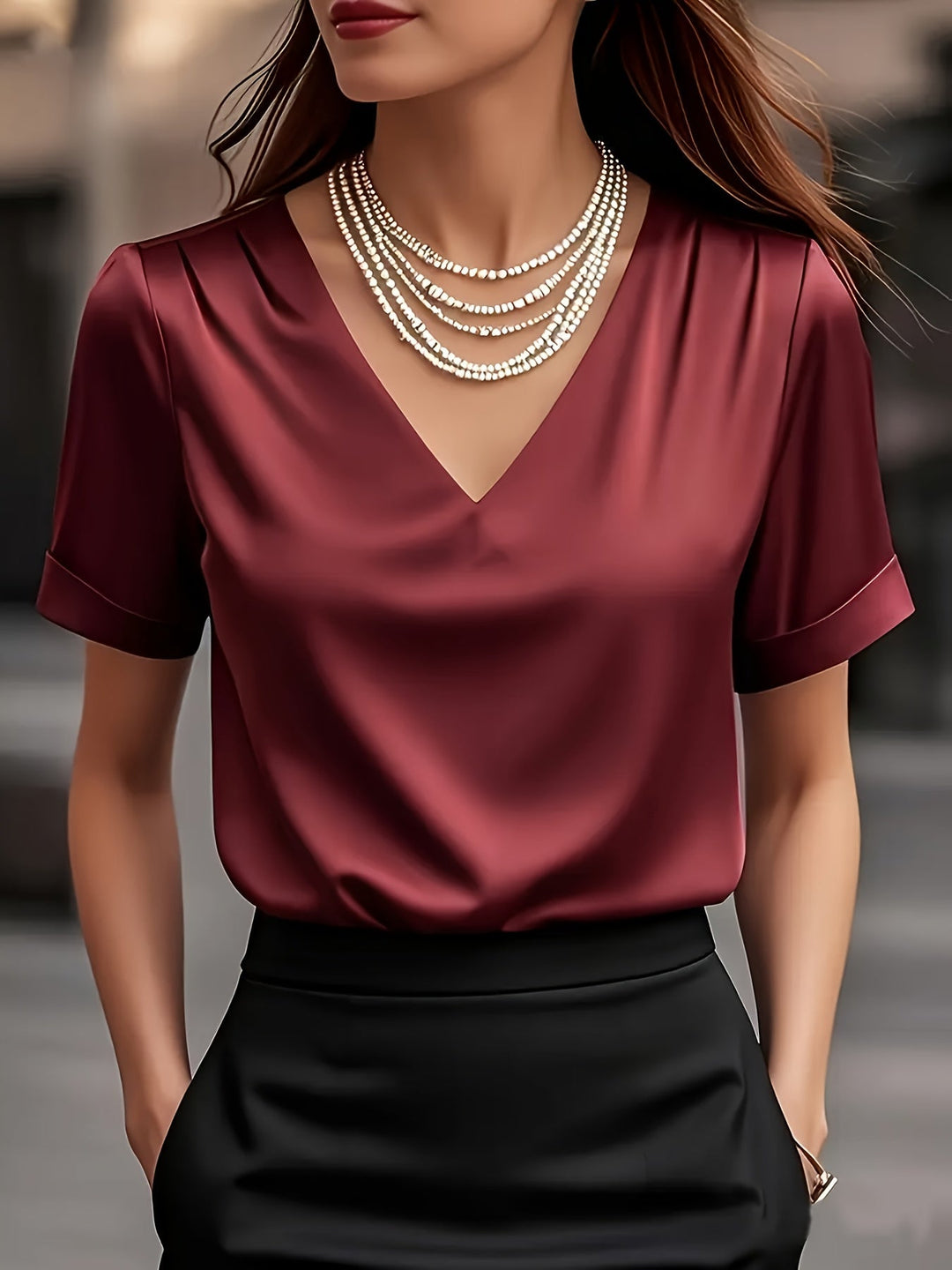 Alexis | Draped V-Neck Blouse