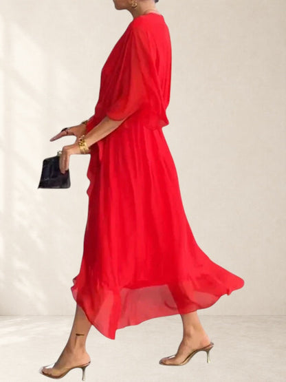 Women's Elegant V Neck A Line Dress