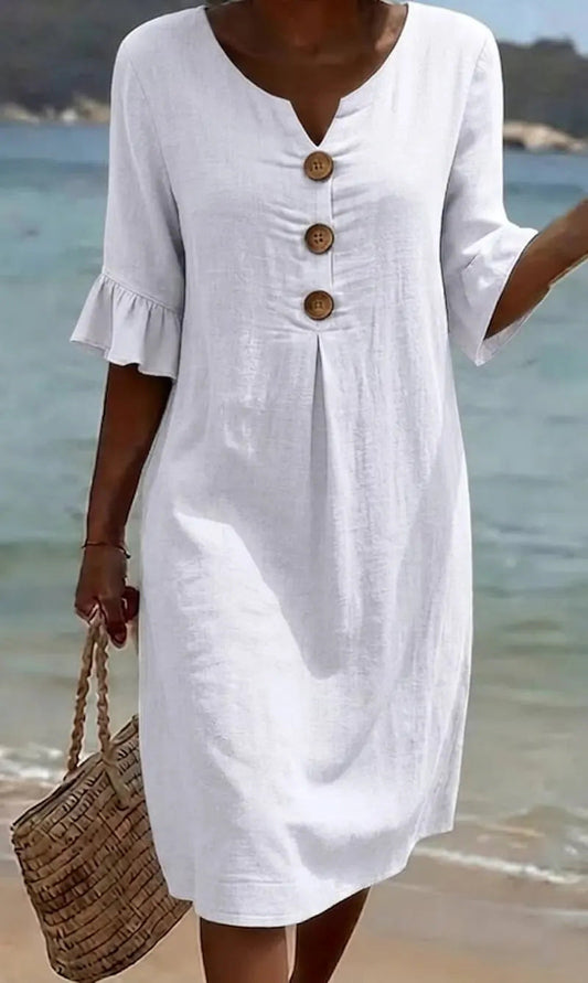 Women's Delicate Floral Button Down Loose Fit Dress
