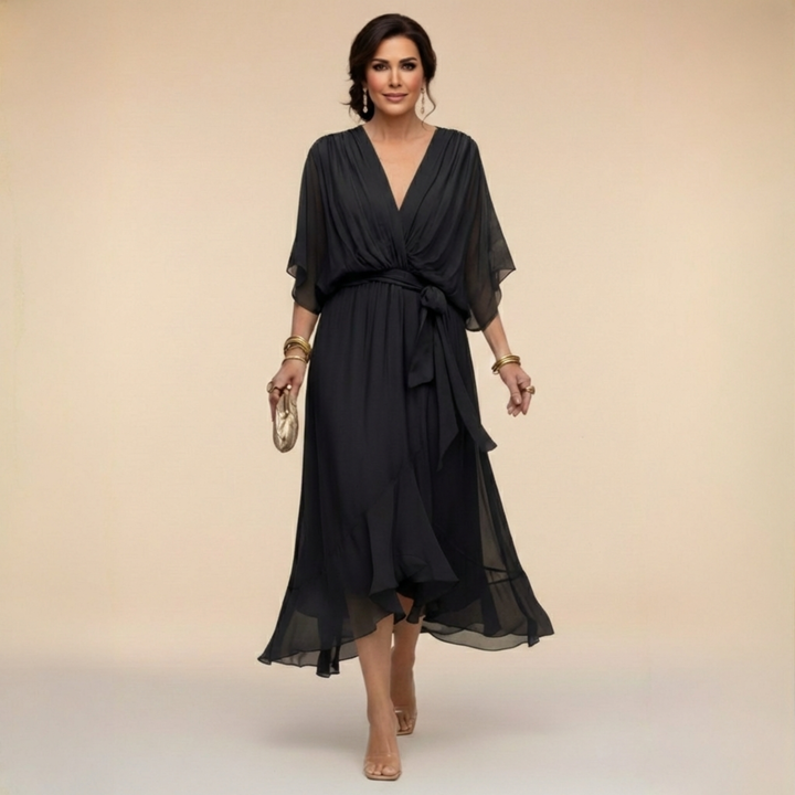 Joanne | Elegant V-Neck Flowy Sleeve Dress
