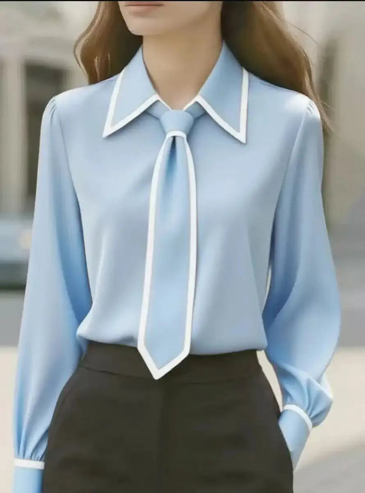 Emma | Contrast Tie-Neck Blouse