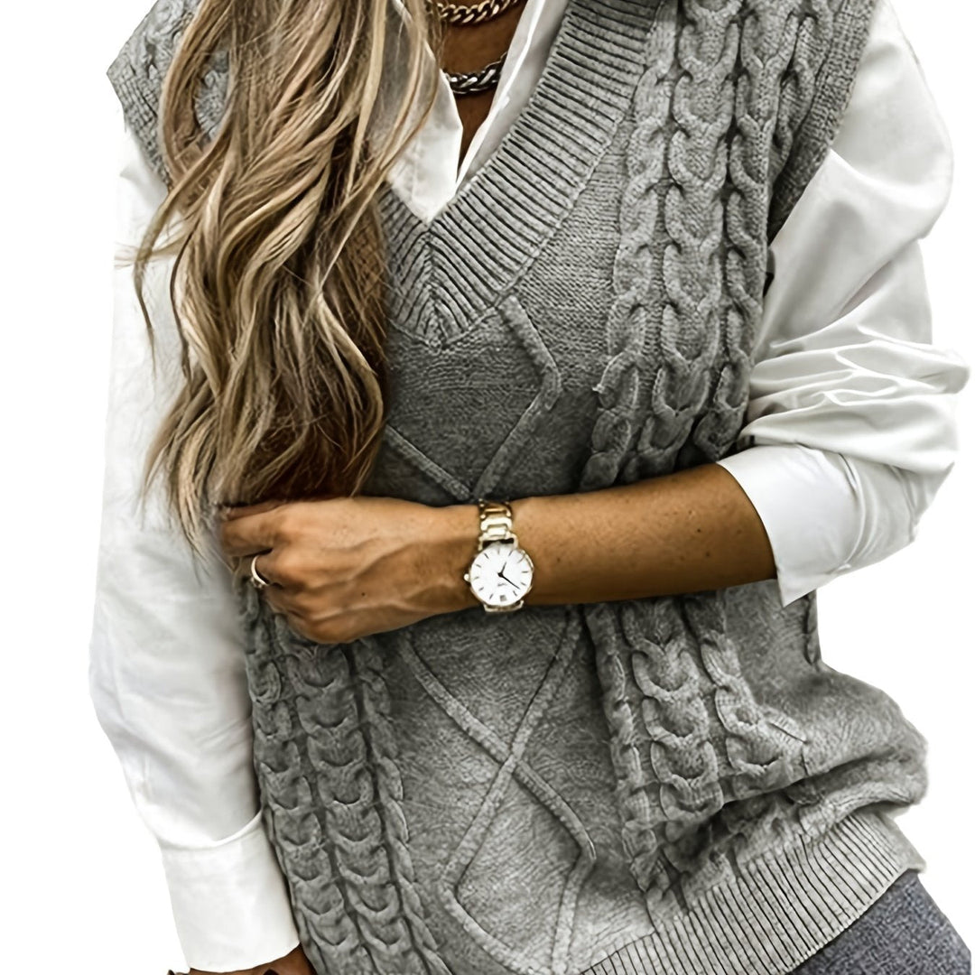 Lillian | Cable-Knit V-Neck Sweater Vest