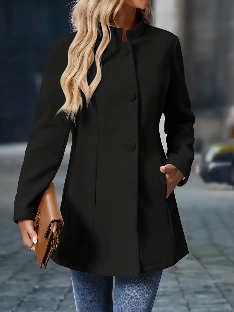 Sylvia | Elegant Stand-Collar Button Coat