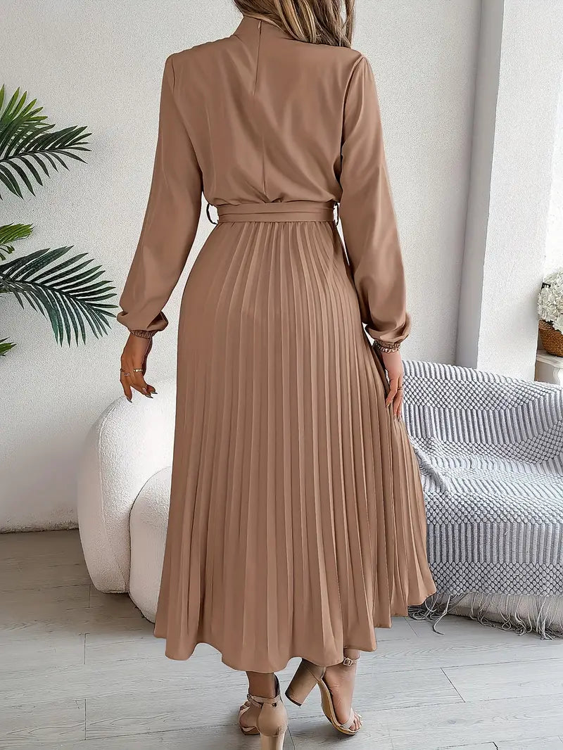 Tammie | Long-Sleeve Belted Waist Midi Dress