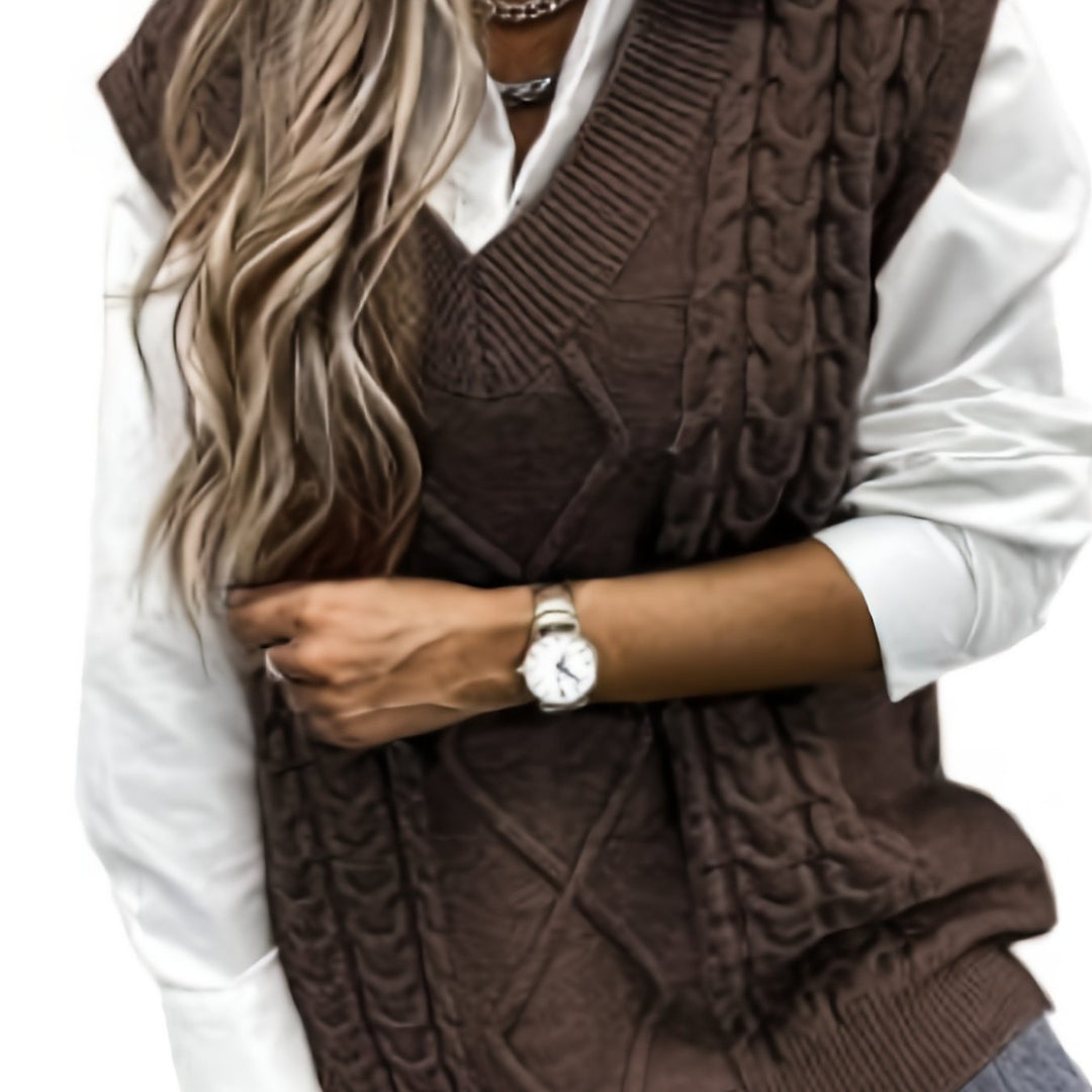 Lillian | Cable-Knit V-Neck Sweater Vest