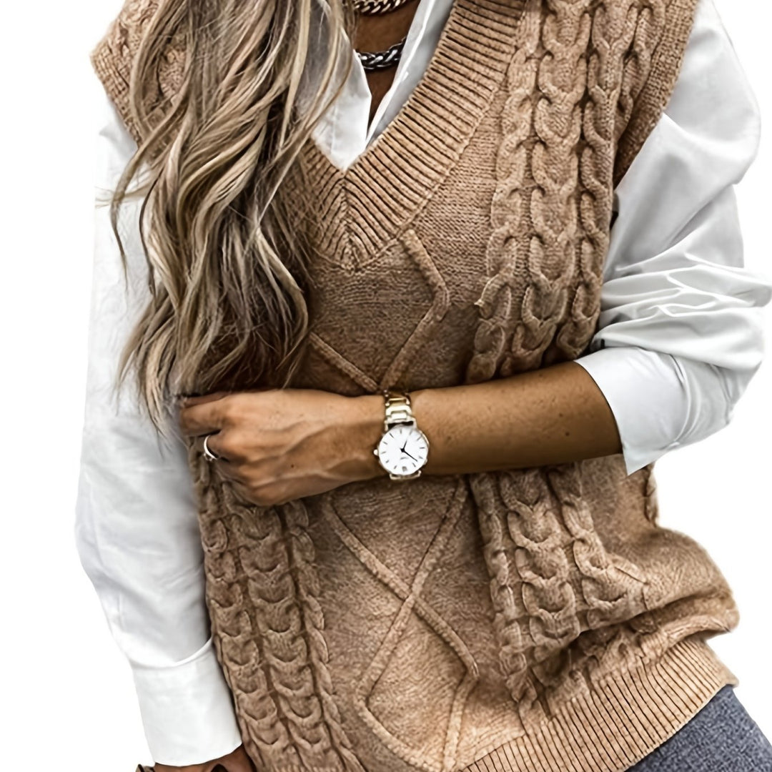 Lillian | Cable-Knit V-Neck Sweater Vest