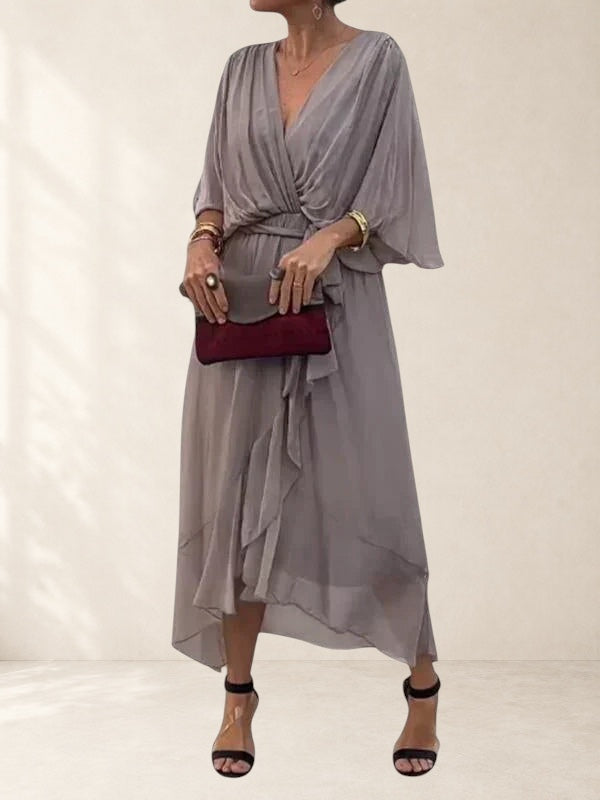 Women's Elegant V Neck A Line Dress