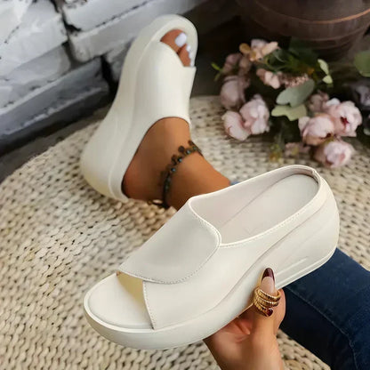 Women's Supportive Slip On Low Wedge Sandals