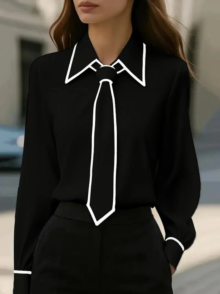 Emma | Contrast Tie-Neck Blouse