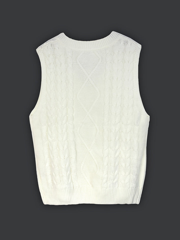 Lillian | Cable-Knit V-Neck Sweater Vest