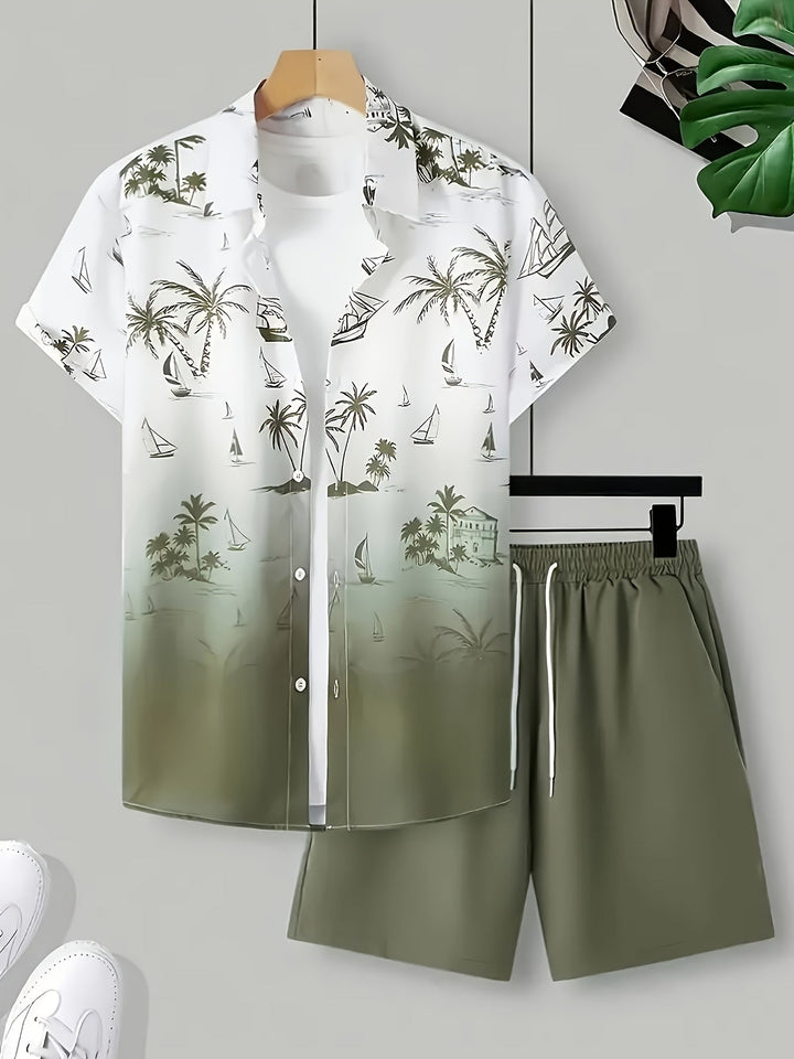 Ernest | Coastal Print Shirt and Shorts Set