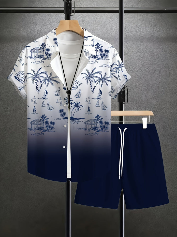 Ernest | Coastal Print Shirt and Shorts Set