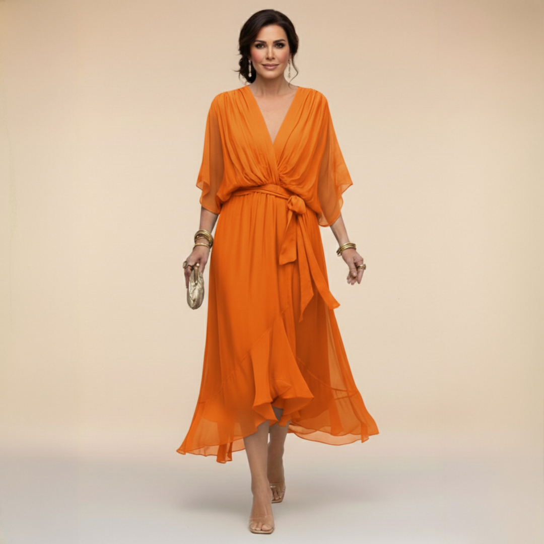 Joanne | Elegant V-Neck Flowy Sleeve Dress