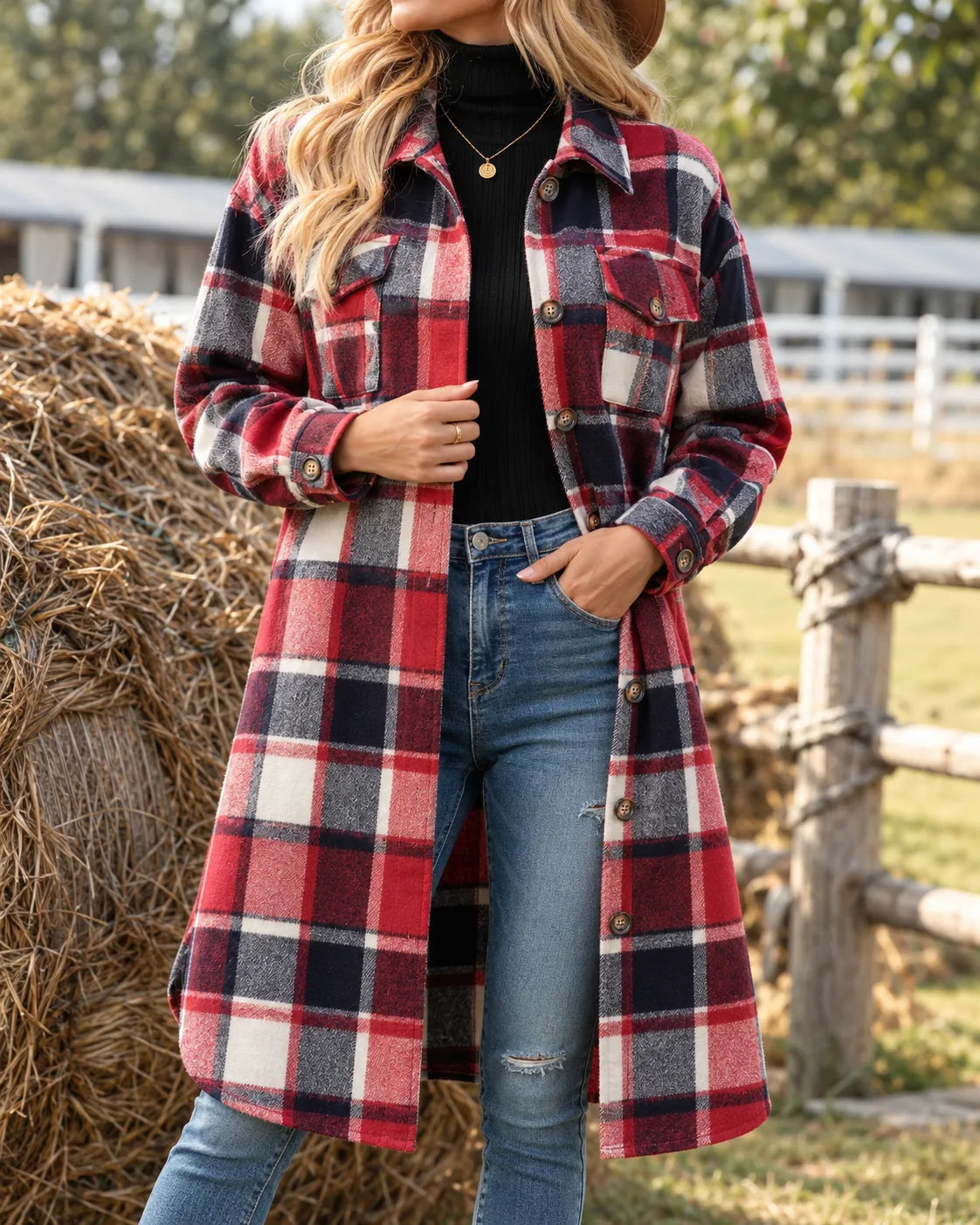 Madeline Jacket in Red Plaid