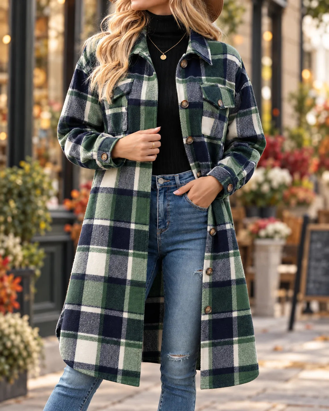Madeline Jacket in Green Plaid