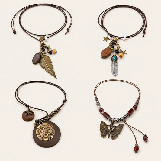 4pcs Boho Pendant Necklace Set