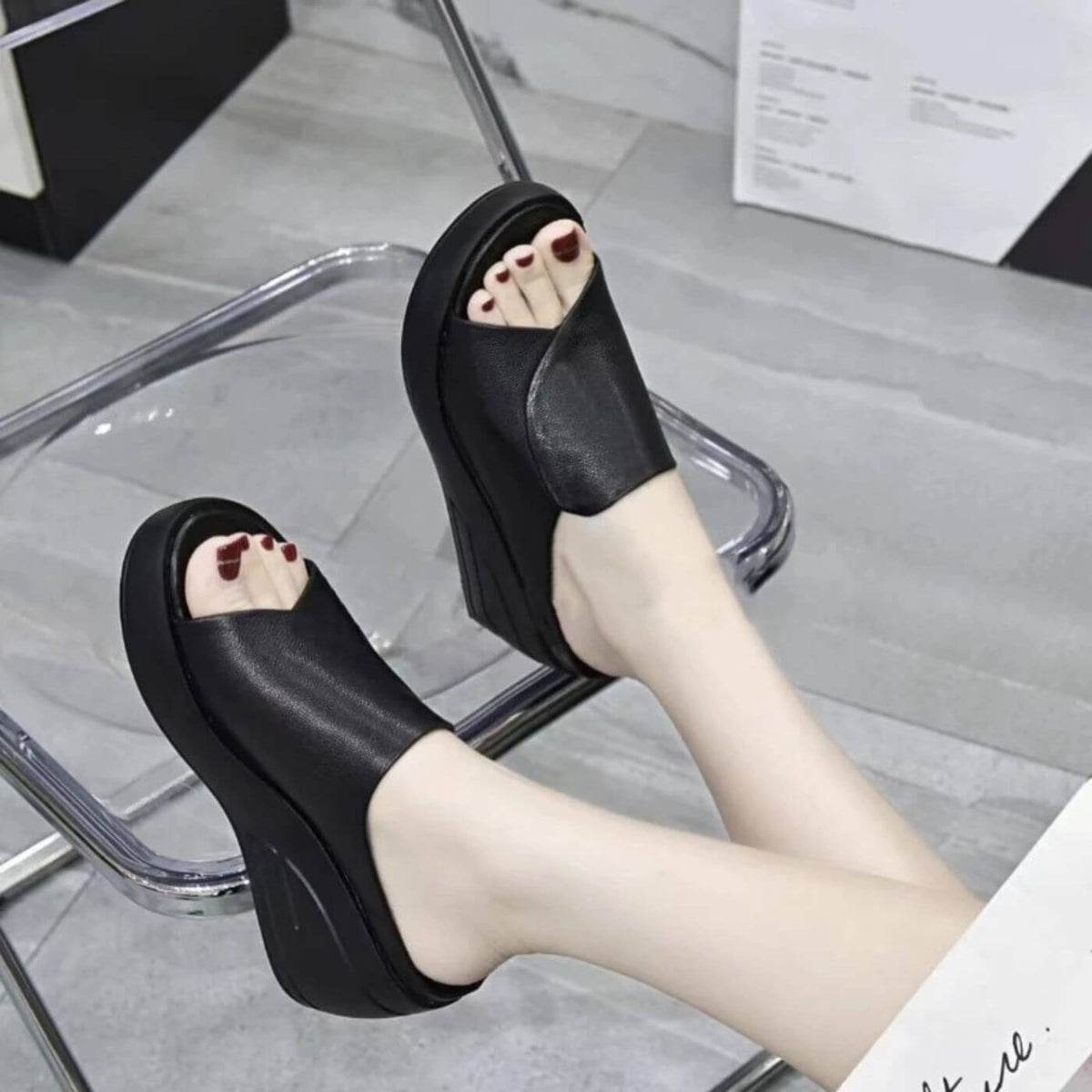 Women's Supportive Slip On Low Wedge Sandals