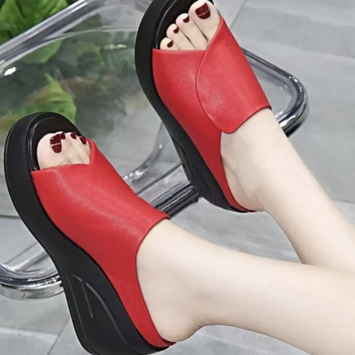 Women's Supportive Slip On Low Wedge Sandals