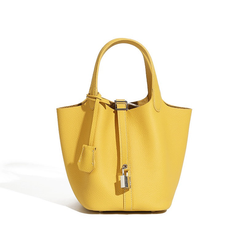 Women's Structured Silver Buckle Basket Bag