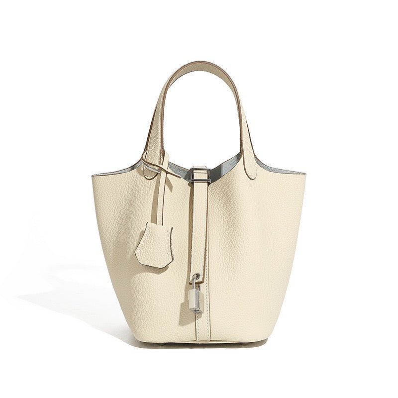 Women's Structured Silver Buckle Basket Bag
