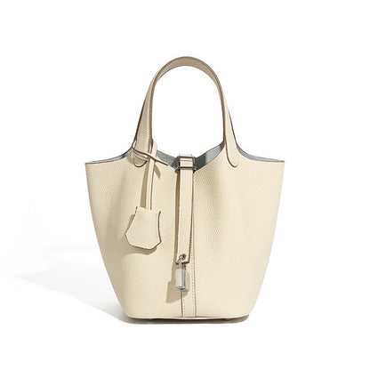 Women's Structured Silver Buckle Basket Bag