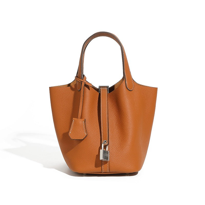 Women's Structured Silver Buckle Basket Bag