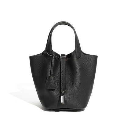 Women's Structured Silver Buckle Basket Bag