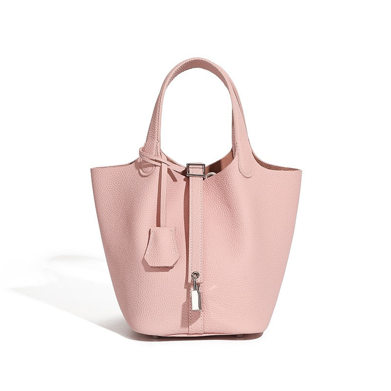 Women's Structured Silver Buckle Basket Bag