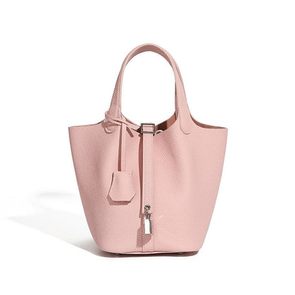 Women's Structured Silver Buckle Basket Bag