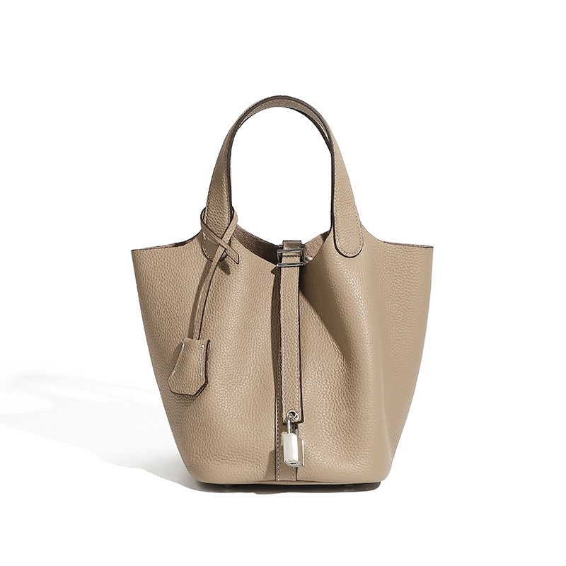Women's Structured Silver Buckle Basket Bag