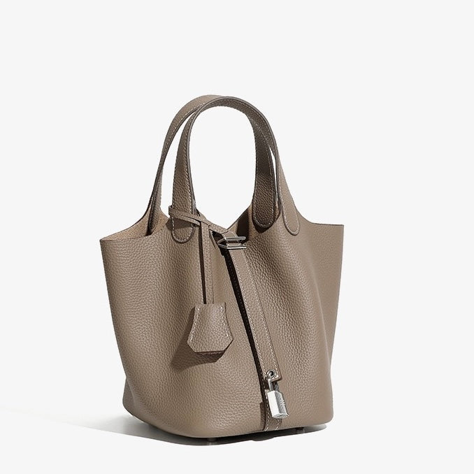 Women's Structured Silver Buckle Basket Bag