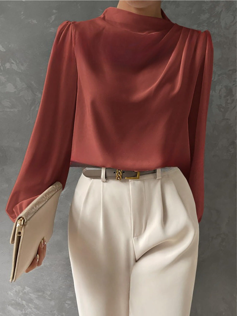 Natalie | Elegant Draped Long-Sleeve Blouse