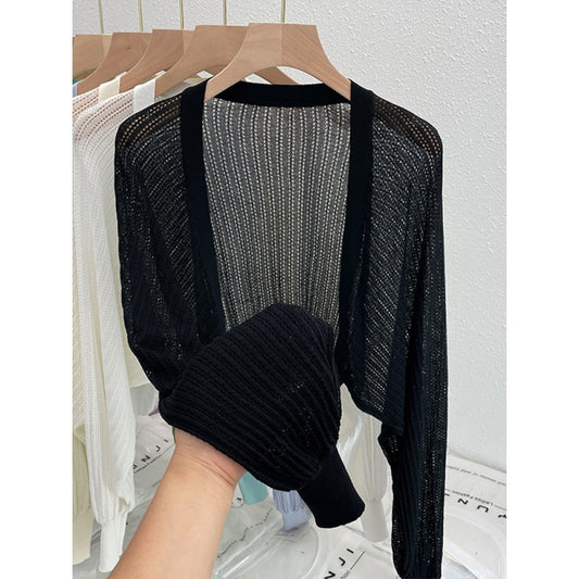 Women's Puff Sleeve Cropped Cardigan