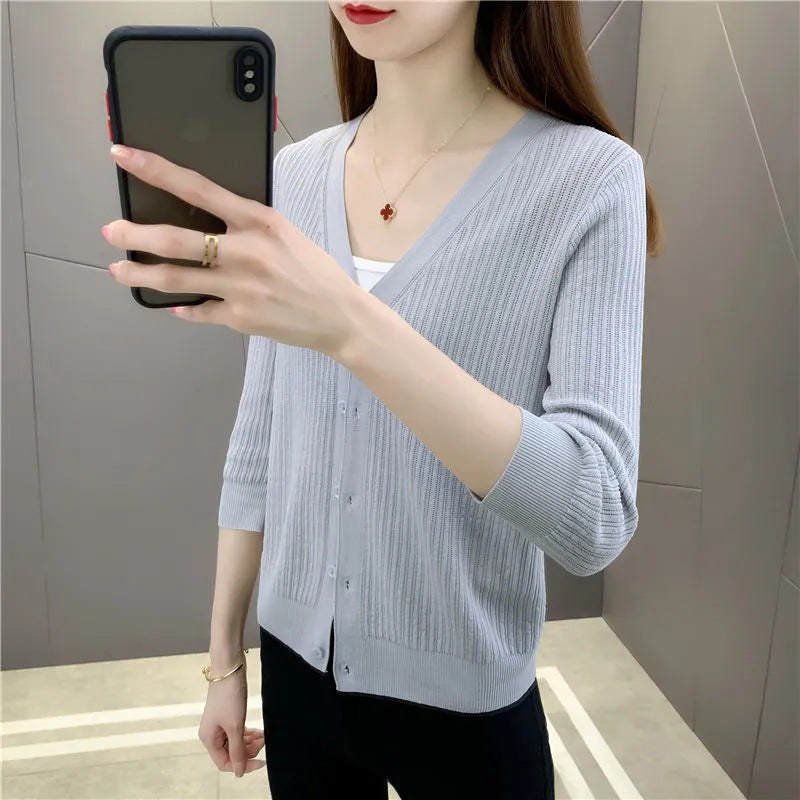 Rosemary | Lightweight Open-Knit Cropped Cardigan